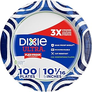 Dixie Ultra Plates, 100 Count (Pack of 1), White/Indigo
