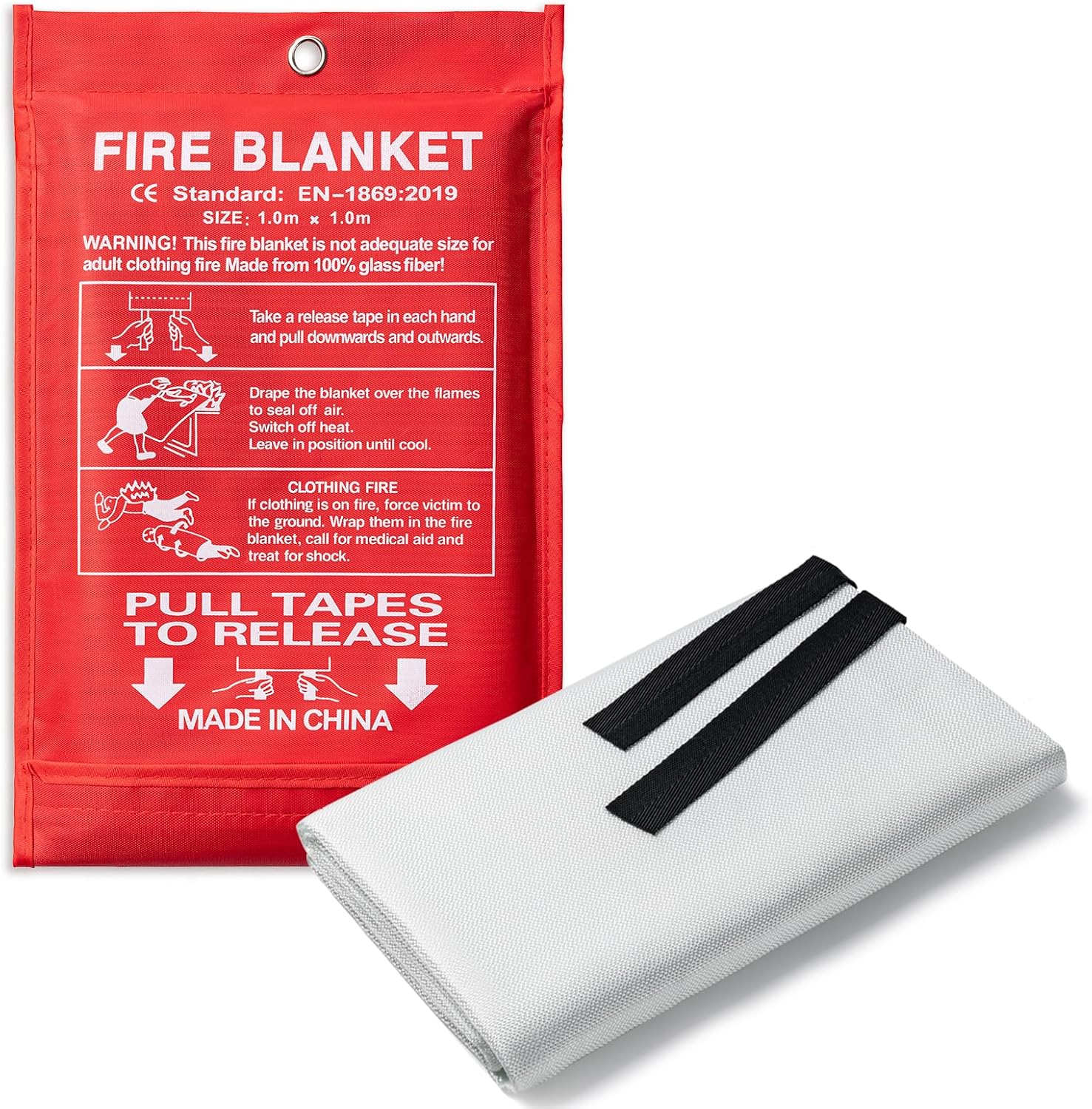 BOOMIBOO Emergency Fire Blanket for Home and Kitchen, 1 Pack, High Heat Resistant Fire Suppression Blanket, Fiberglass Flame Retardant Safety Blankets for Camping Warehouse (39.4" x 39.4")