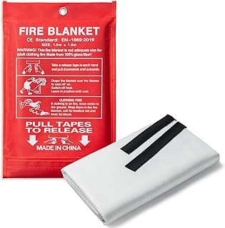 BOOMIBOO Emergency Fire Blanket for Home and Kitchen, 1 Pack, High Heat Resistant Fire Suppression Blanket, Fiberglass Flame Retardant Safety Blankets for Camping Warehouse (39.4" x 39.4")