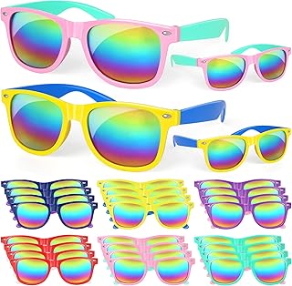 Mocoosy Foldable Kids Sunglasses Bulk,18 Pack Neon Sunglasses with UV400 Protection, Summer Pool Party Favor Beach Luau Graduation Party Supplies Birthday Goodie Bag Stuffers for Boys Girls Age 4-8-12