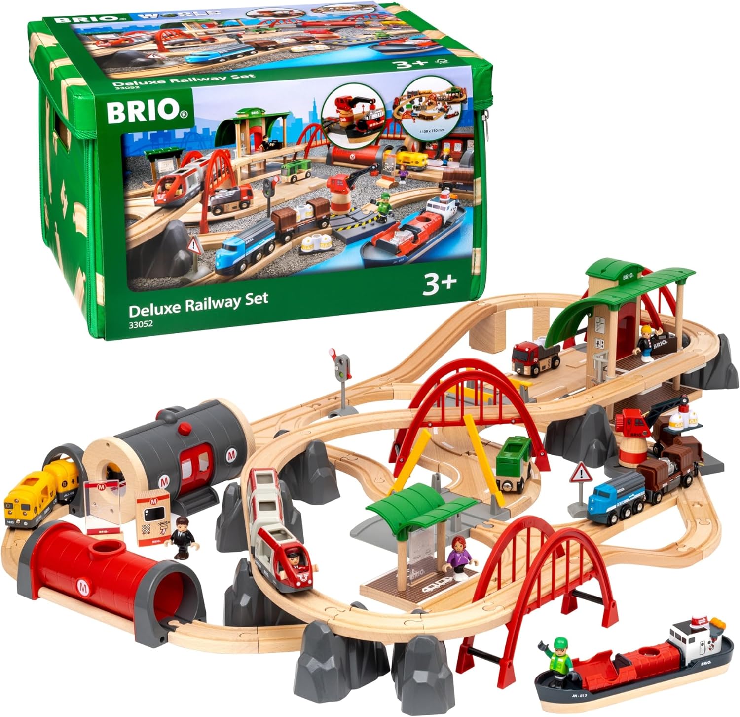 BRIO World Deluxe Railway Set - 87-Piece Wooden Train Set - Includes Passenger & Freight Trains, Stations, Accessories - FSC-Certified - Safe & Sustainable - Fun Play for Kids Ages 3 & Up