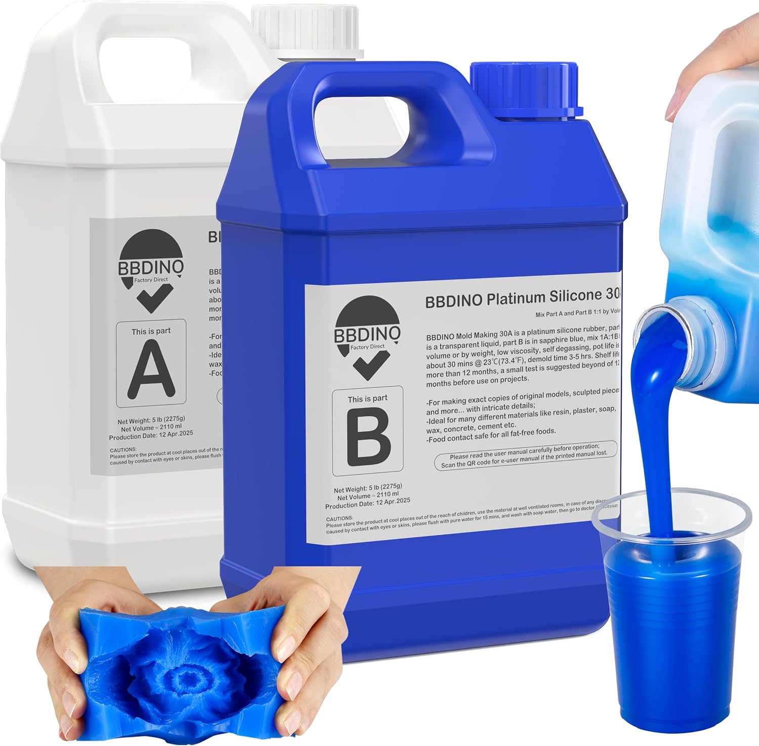 BBDINO Platinum Liquid 30A Silicone Mould Making Kit 4550g Sapphire Blue