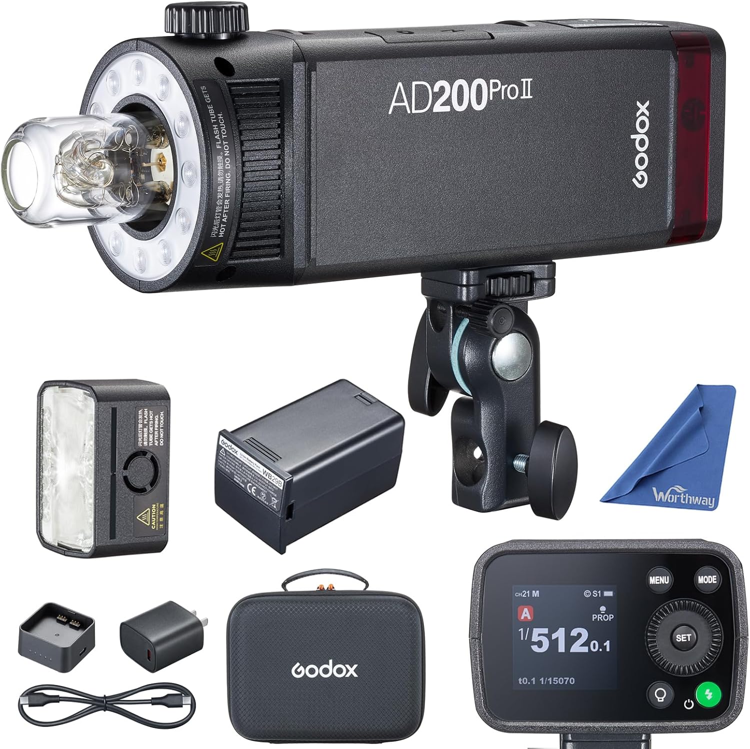 Godox AD200 Pro II Godox AD200Pro II Flash,One-Tap Sync with X3, Optimized Flash Heads, Bicolor LED Modelling Led,Color Group Indicator, Adjustable from 1/512 to Full Power 1/1(AD200Pro Upgraded)