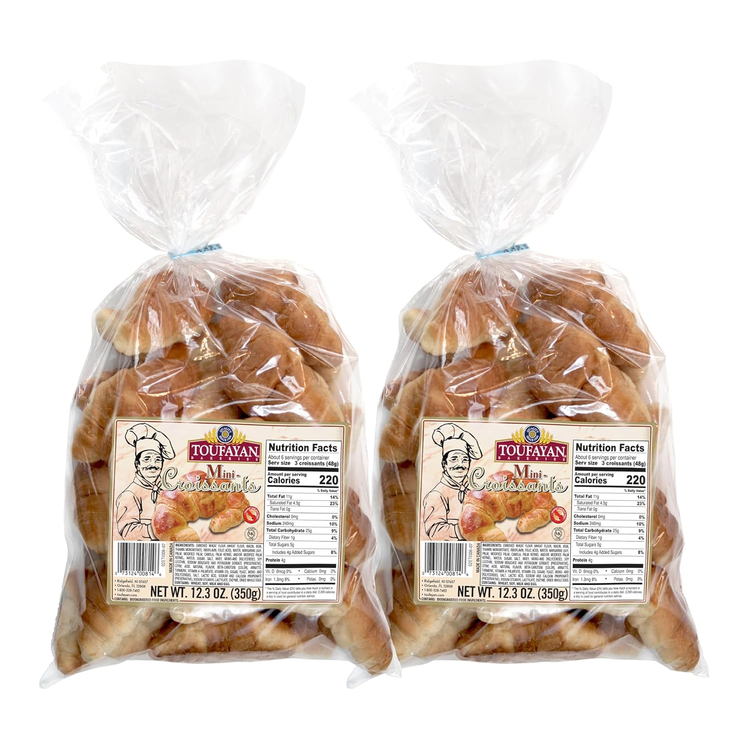 Toufayan Bakeries, Mini Croissant Crescent Rolls | Lightly Buttery and Flakey | Perfect Snack or Mini Sandwiches | Nut Free (2 Pack)