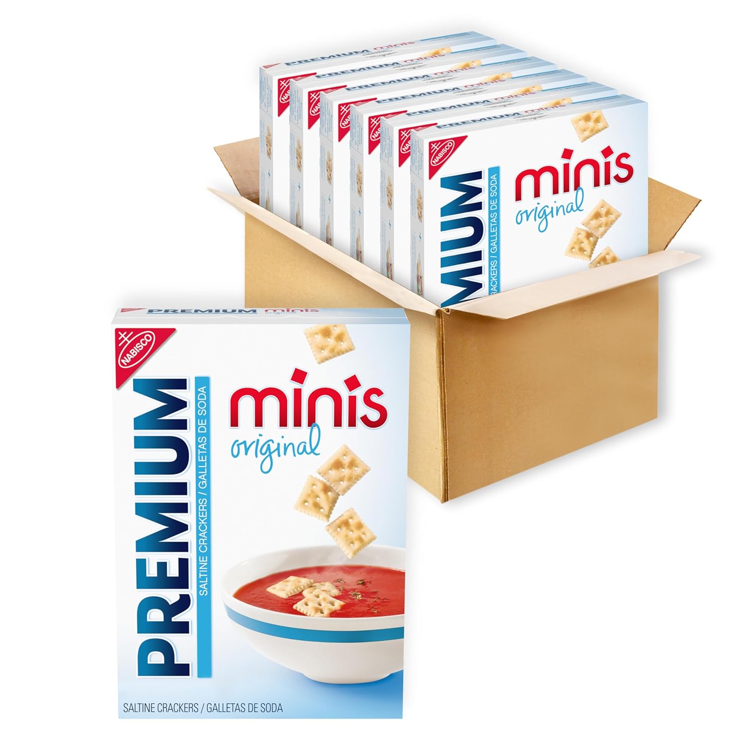 Premium Original Mini Saltine Crackers, Lunch Snacks, Bulk Snacks, 6 - 11 oz Boxes