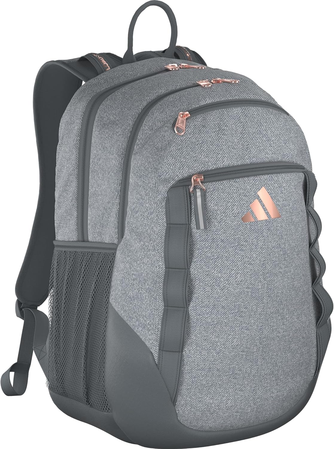 adidas Excelerator Backpack with Laptop Sleeve, Sport Bag for Men and Women, Twill Grey/Grey/Rose Gold, One Size