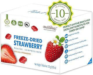 ONETANG Freeze-Dried Fruit Strawberry, 10 Pack Single-Serve Pack, Non GMO, Kosher, No Add Sugar, Gluten free, Vegan, Holiday Gifts, Healthy Snack 0.35 Ounce