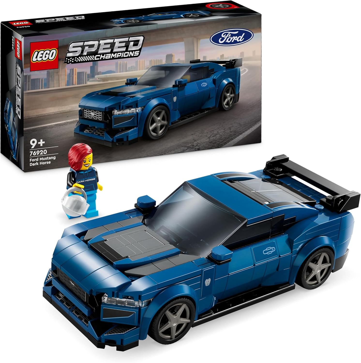 LEGO Speed Champions Ford Mustang Dark Horse Sports Car Toy Vehicle for 9 Plus Year Old Boys & Girls, Buildable Model Set with Driver Minifigure, Kids' Bedroom Decoration, Birthday Gift Idea 76920