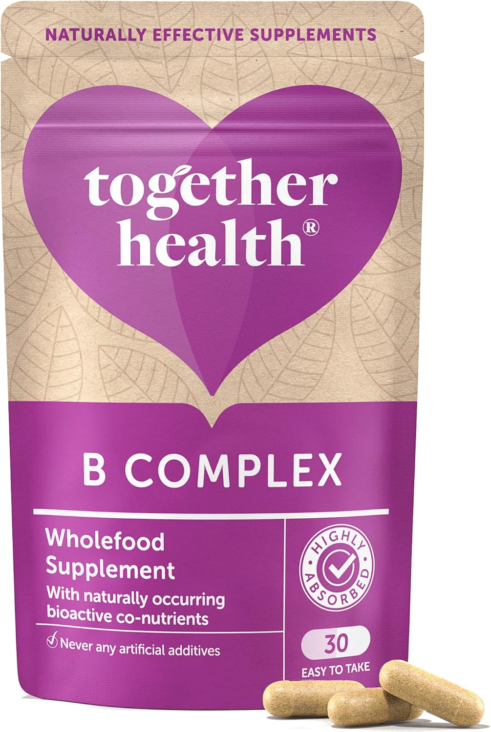 B-Vitamin Complex – Together Health – Whole Food Nutrients - 8 Essential B Vitamins - Vitamin C – Vegan Friendly – Made in The UK – 30 Vegecaps