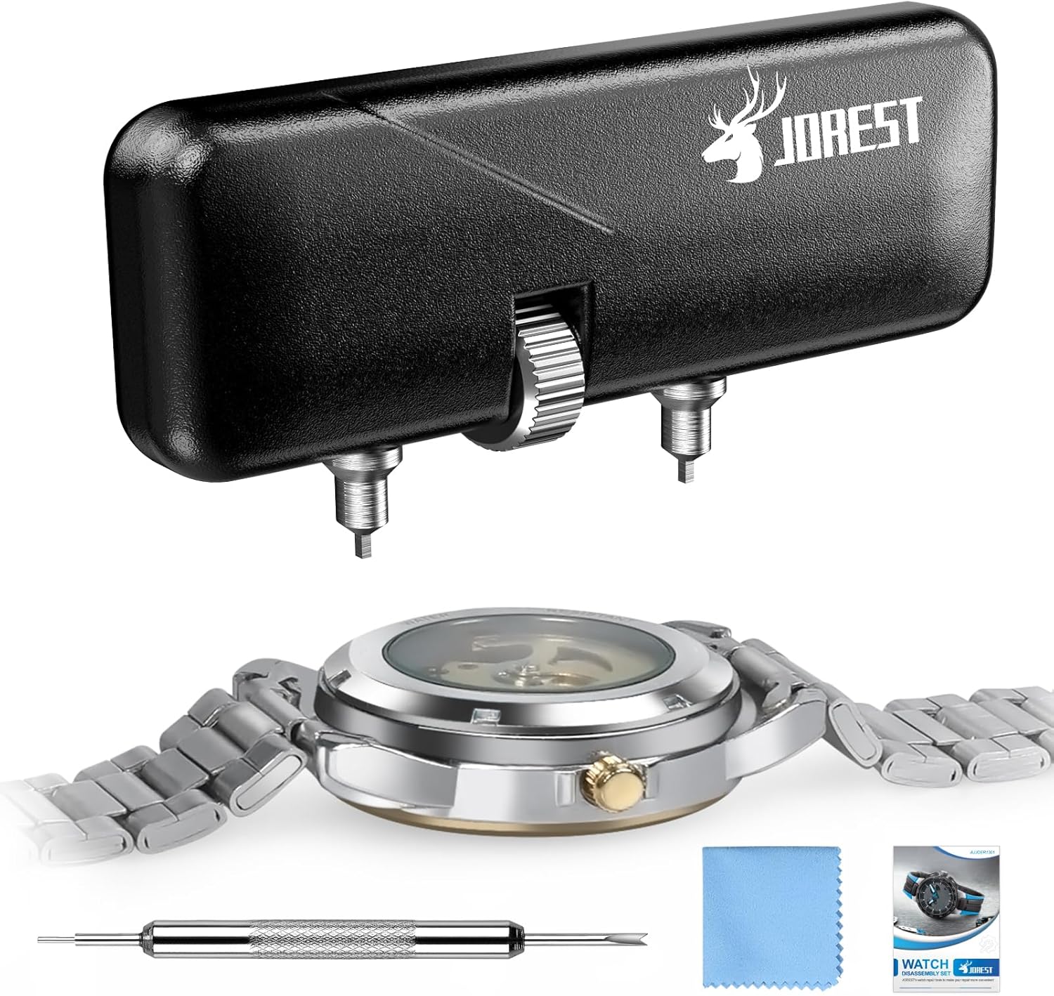 JOREST Watch Battery Replacement Tool Kit, Watch Back Removal, Adjustable Watch Wrench, Rotary Opener, Cover Remover for Watch Repair, Case Spanner for Watch Opening, Spring Bar Tool
