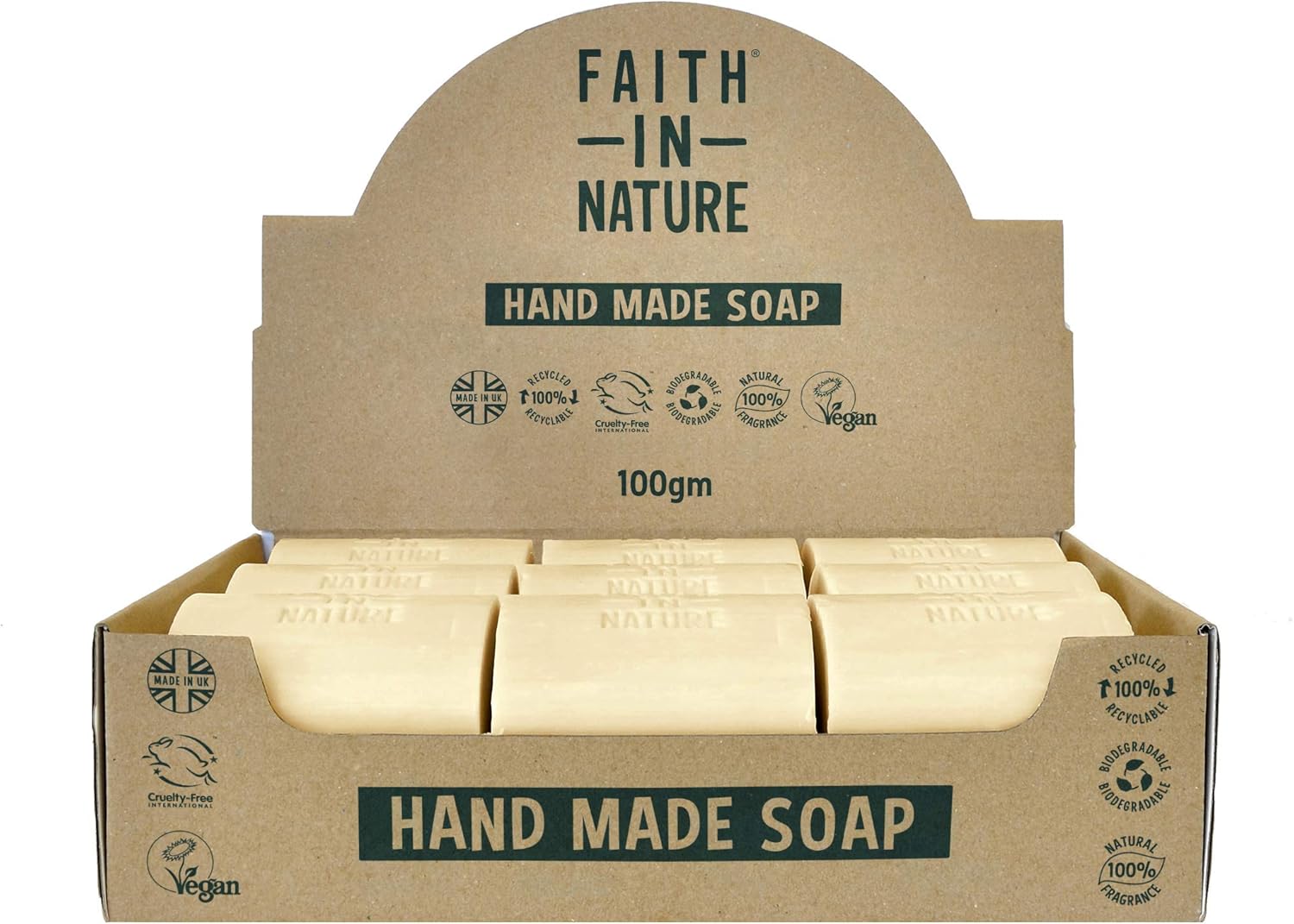Faith In Nature Natural Fragrance Free Hand Soap Bar Box Set, Sensitive, Vegan & Cruelty Free, No SLS or Parabens, 18 x 100g