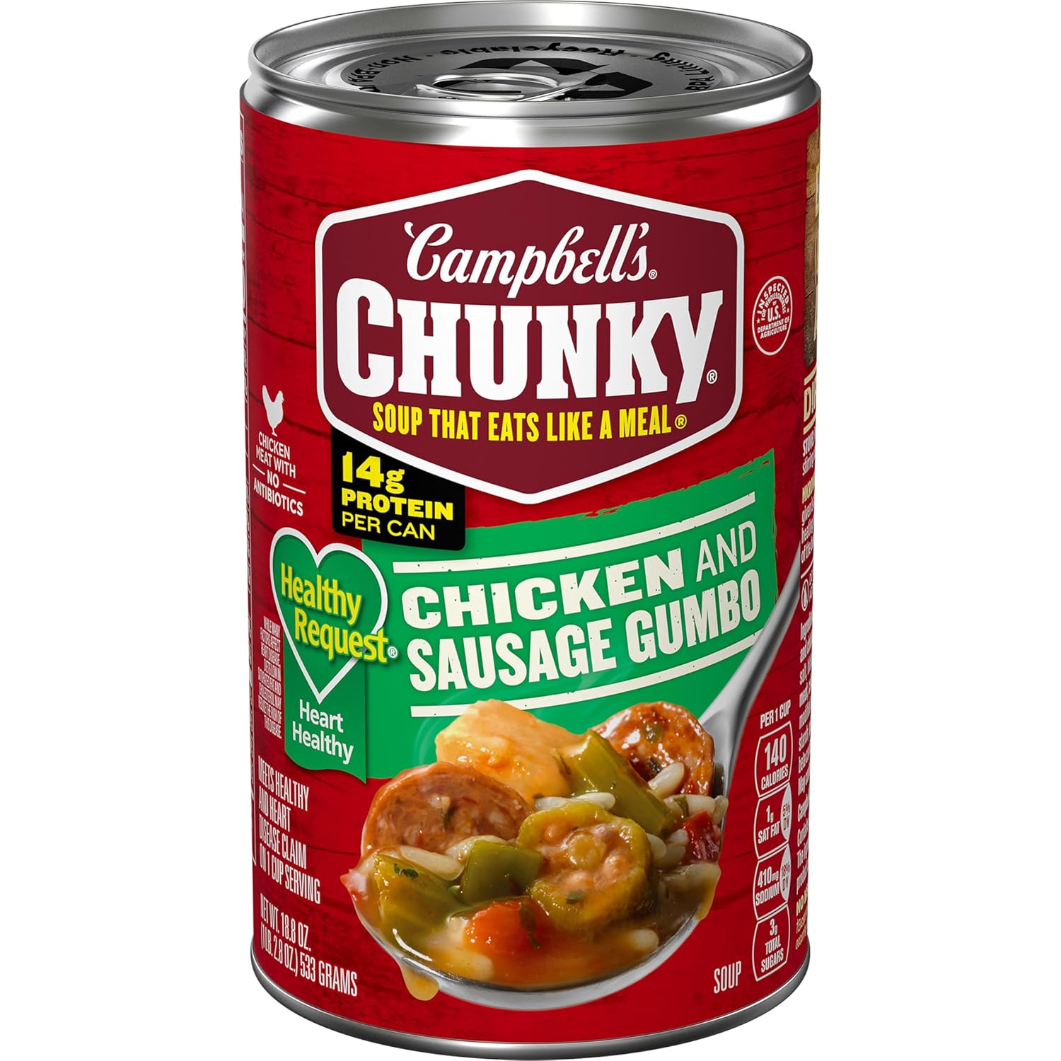 Campbell's Chunky Soup, Healthy Request Chicken and Sausage Gumbo, 18.8 Oz Can