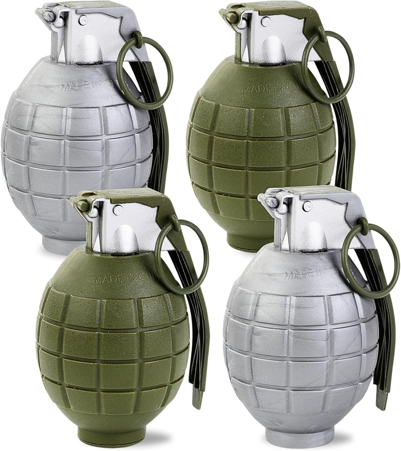 Liberty Imports 4 Pack Kids Toy Military Army Pretend Play Plastic Hand Grenades with Realistic Sound Effects
