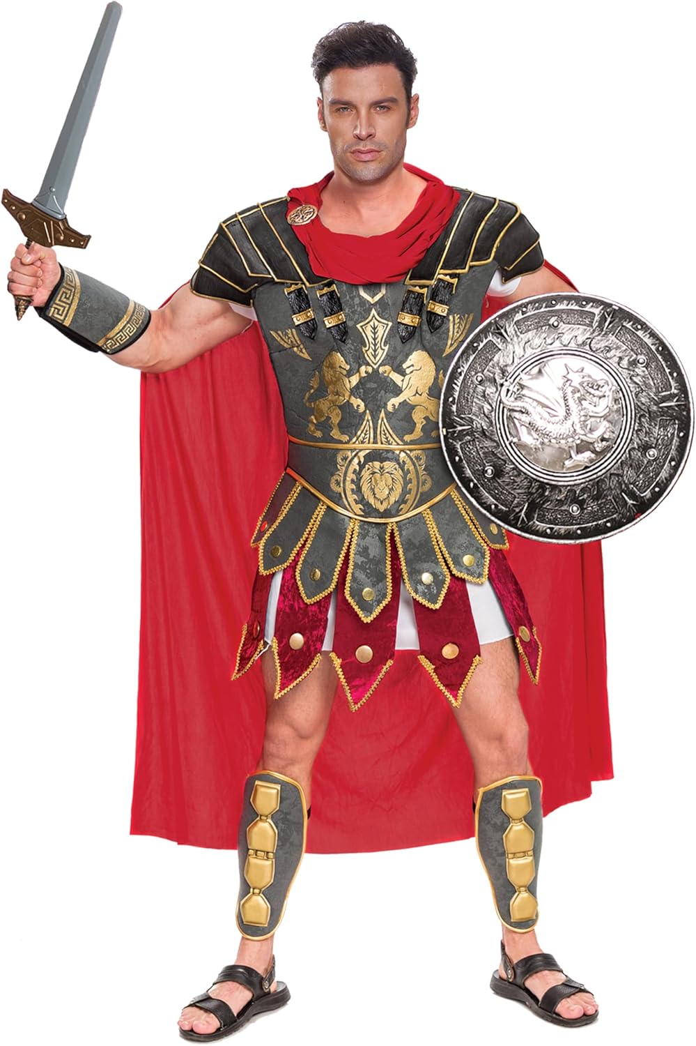 Spooktacular Creations Brave Men’s Roman Gladiator Costume Set for Halloween Audacious Dress Up Party
