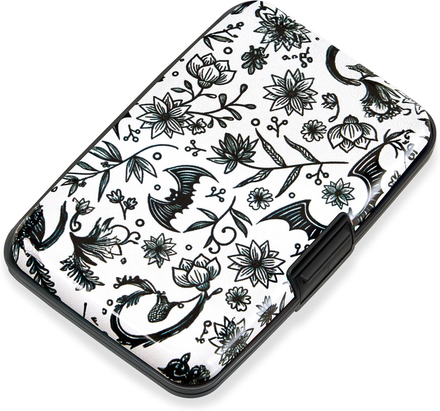 Mayski Credit Card Holder, RFID Blocking, Aluminum Alloy Hard Case, Small Mini Business Metal Wallet for Women Men, Bat