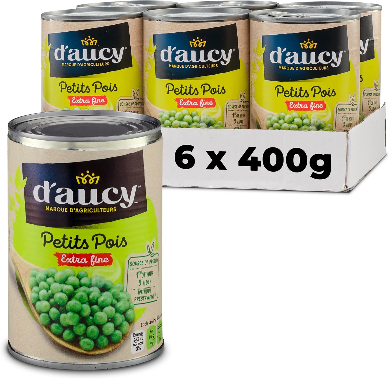 D'aucy Peas Very Fine 400 g (Pack of 6)