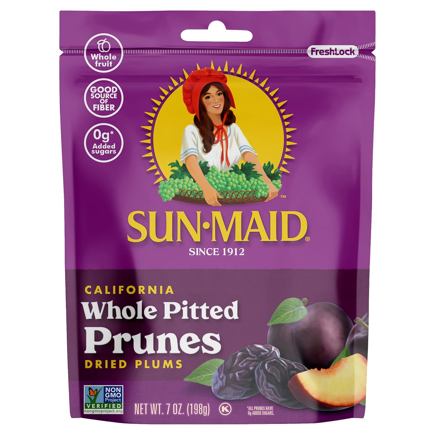 Sun-Maid Pitted Prunes, Non-GMO, 100% Fruit, No Sugar added, 7 oz (Pack of 1)