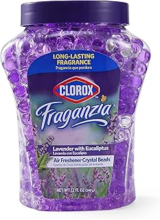 Clorox Fraganzia Lavender & Eucalyptus Gel Air Freshener Beads - Odor Eliminator for Home, Bathroom, Closet & Cars - Scented Fragrance Spheres & Deodorizers - Fresh Aroma Beads - 12 oz