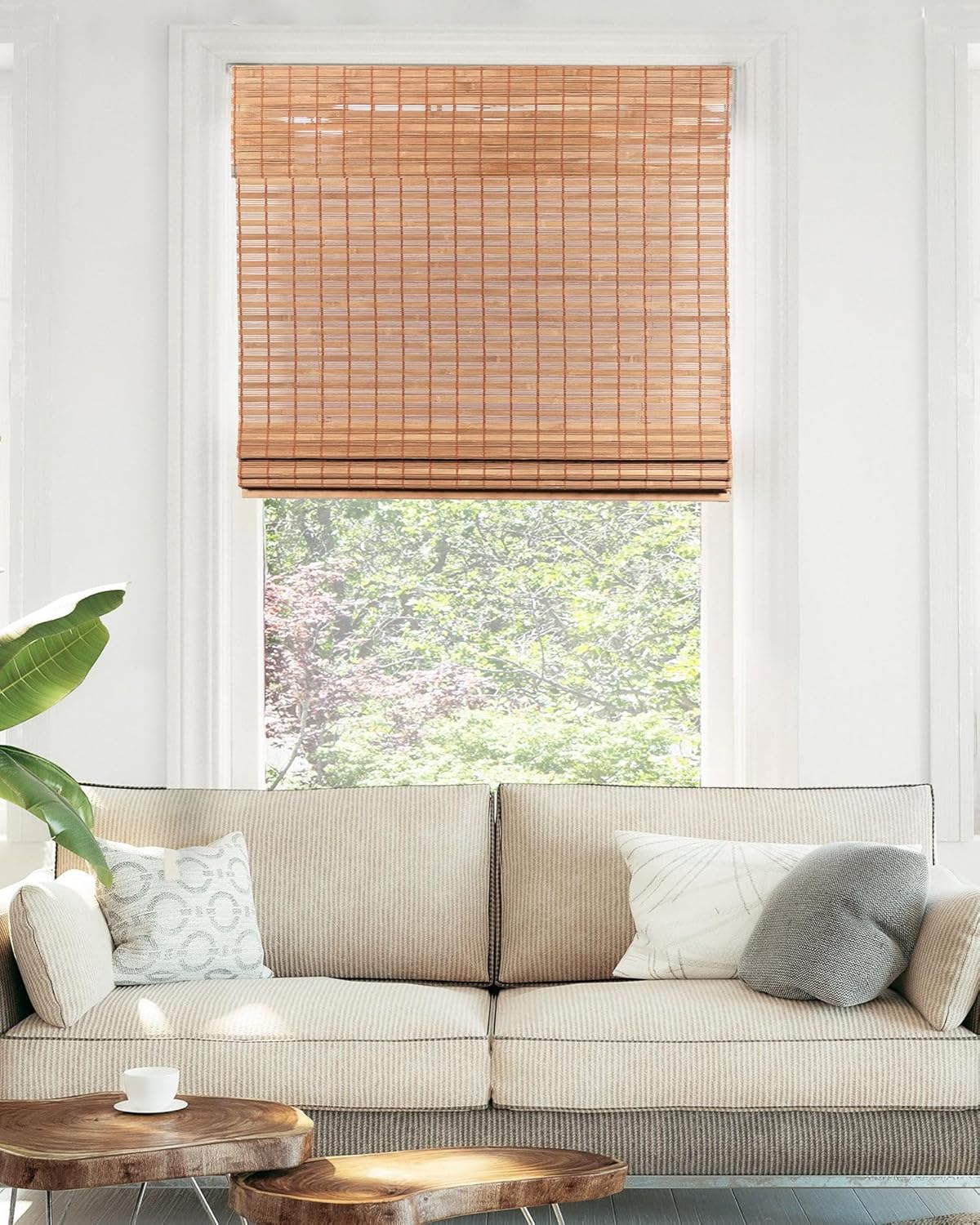 CHICOLOGY Bamboo Roman Shades - Customer Favorite Light Filtering Blinds for Windows, Premium Quality, Ideal for Home, Squirrel Brown, 47" W X 48" H