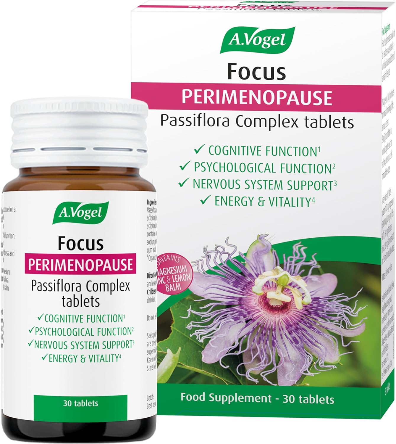 A.Vogel Focus Perimenopause Supplement | Helps Support Cognitive & Psychological Symptoms During Perimenopause | Nervous System Support | Energy & Vitality | Passiflora Complex | 30 Tablets