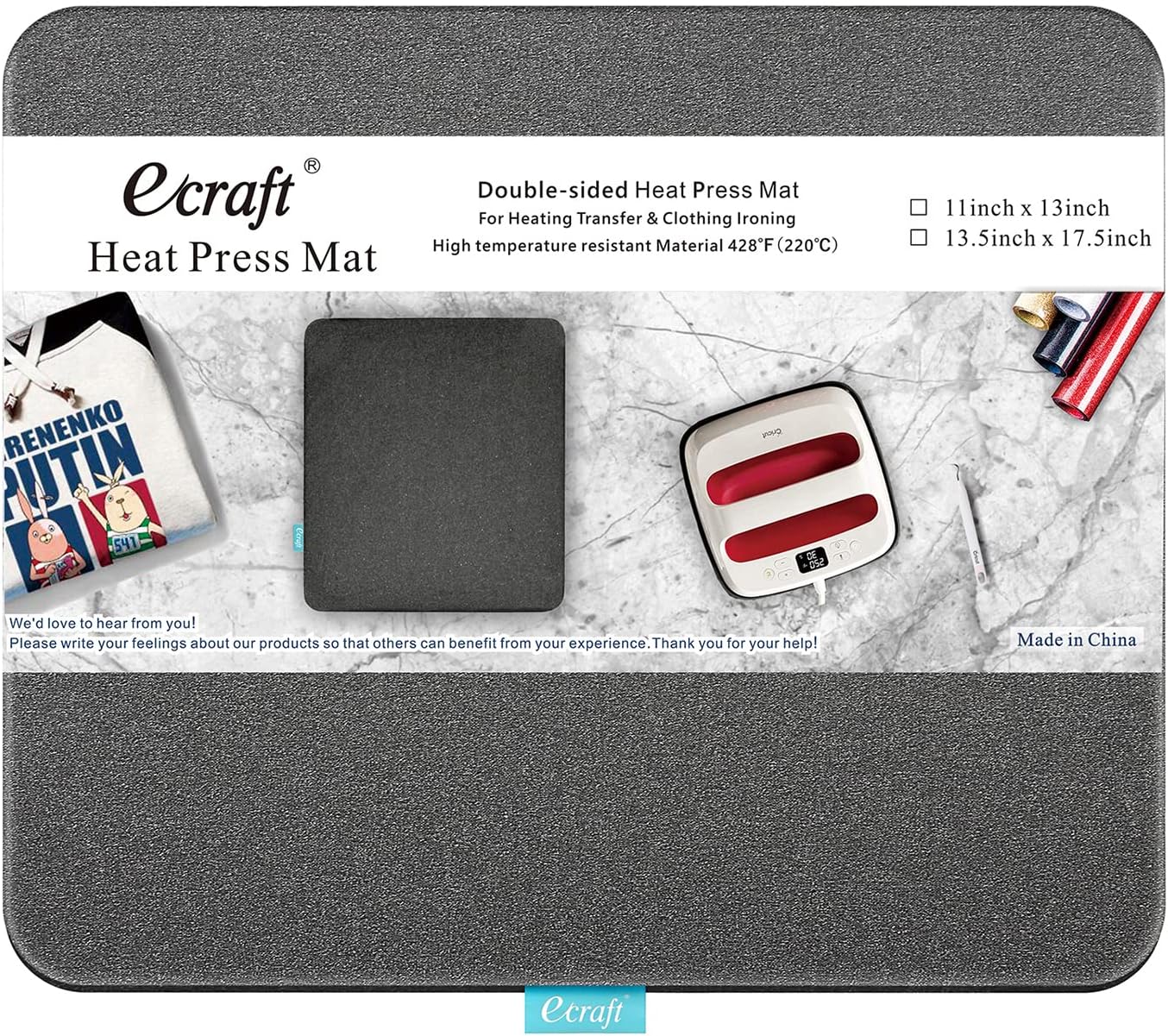 Heat Press Mat for Cricut Easypress: Ecraft (11 x 13 inch) Double-Sided Heating Ironing Mats for Craft Insulation Transfer HTV VinylHeat Press Machine,T Shirts