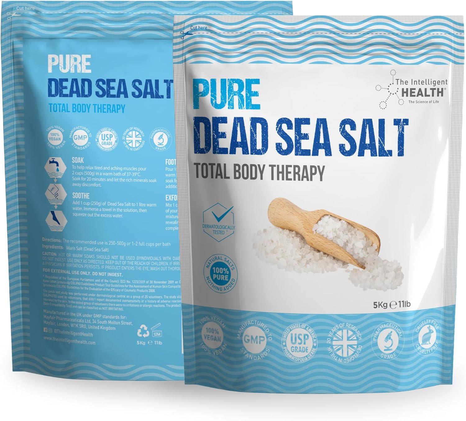 The Intelligent Health Luxury Dead Sea Salts for Baths. Our Dead Sea Salts are Premium Bath Salts for Muscle Recovery and a Great Natural Way to Relax Muscles. (5kg)