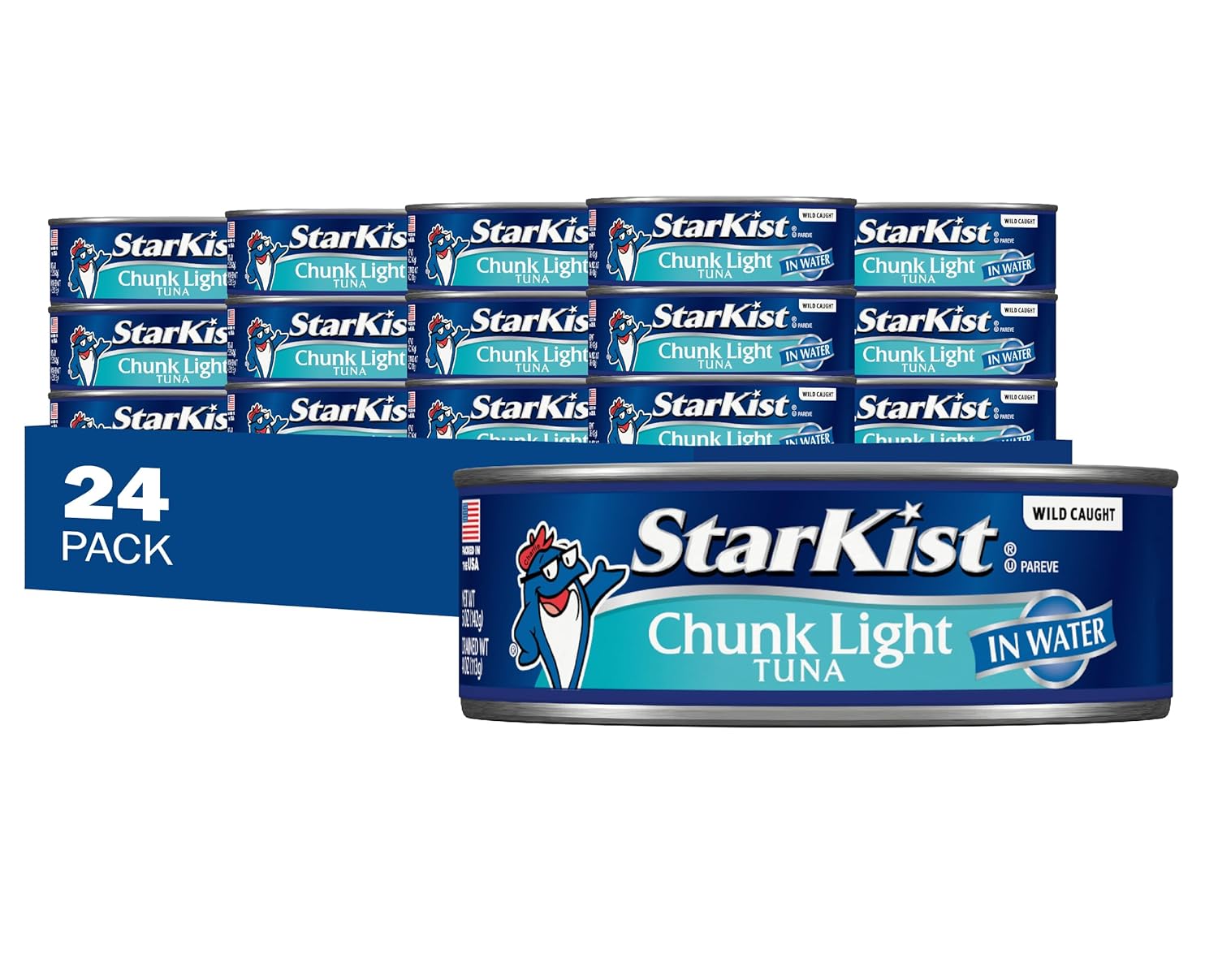StarKist Chunk Light Tuna in Water, 5 oz (24 Pack) Canned Tuna Fish, Wild Caught, Gluten Free, Ready to Eat, Perfect for Salads, Keto Meals and Snacks, with 20g Protein & 90 Calories Per Serving