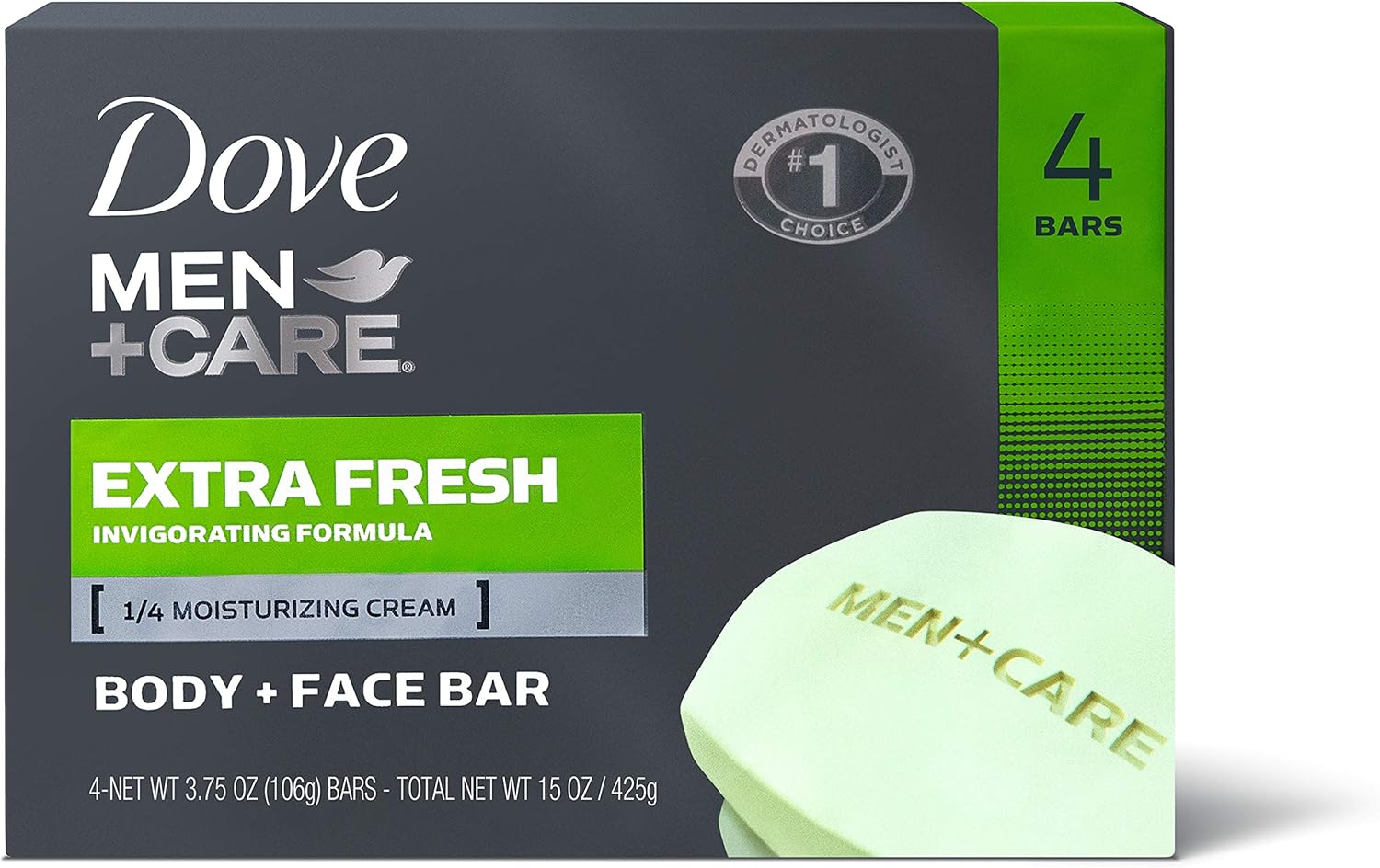 Dove Men + Care Body And Face Bar Extra Fresh 4 Ounce 4 Count