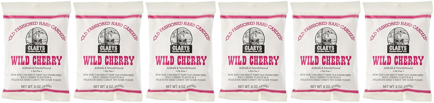 Claey's Old Fashioned Hard Candy Wild Cherry Pack of 6