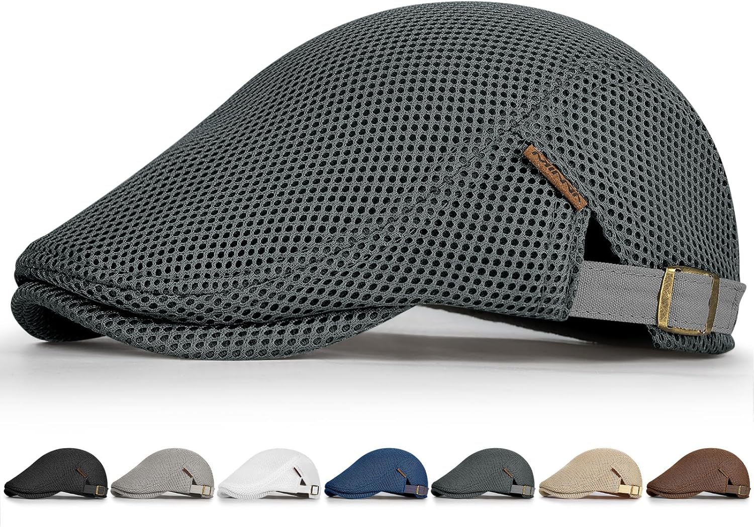 Men's Mesh Flat Cap,Breathable Mesh Summer Hat,Adjustable Beret Ivy Caps Newsboy Hat for Cabbie Driving Fishing