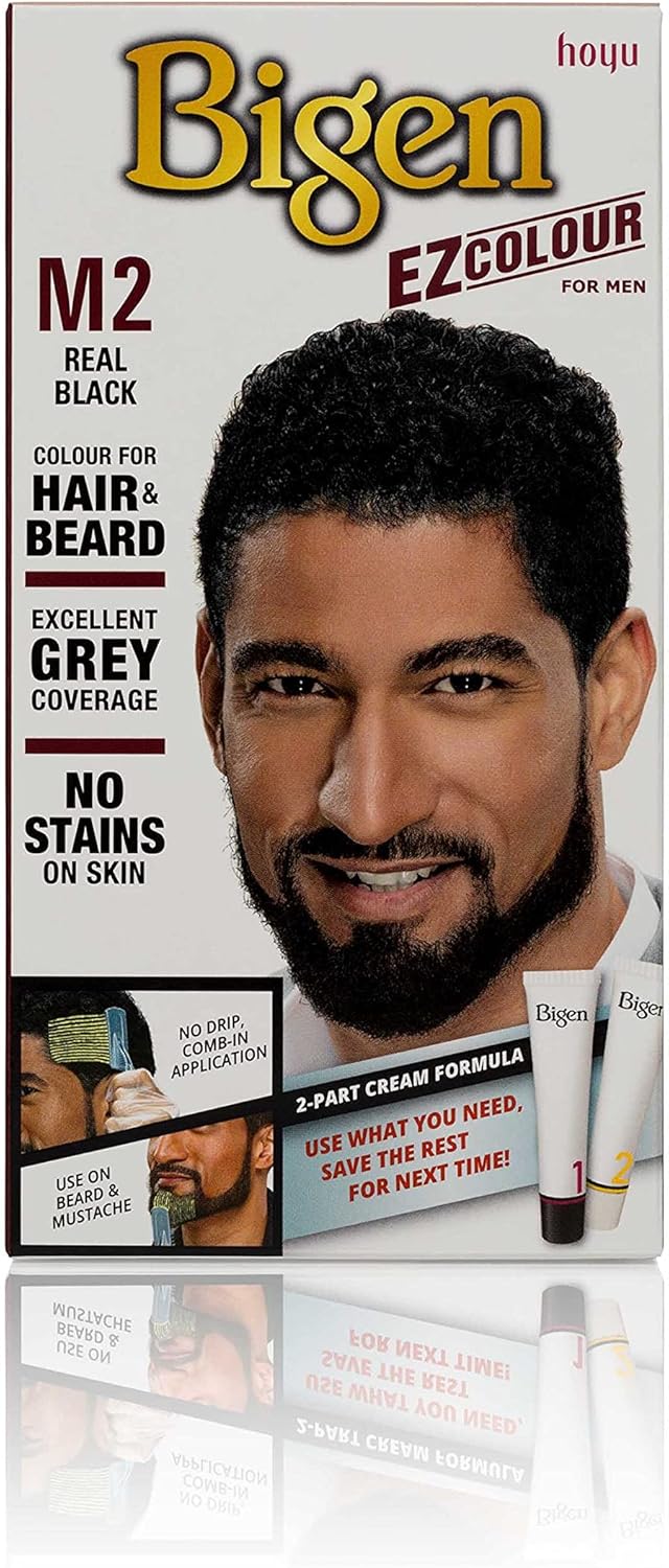 Bigen EZ Colour for Men, Permanent Colour for Hair and Beard, M2 - Real Black