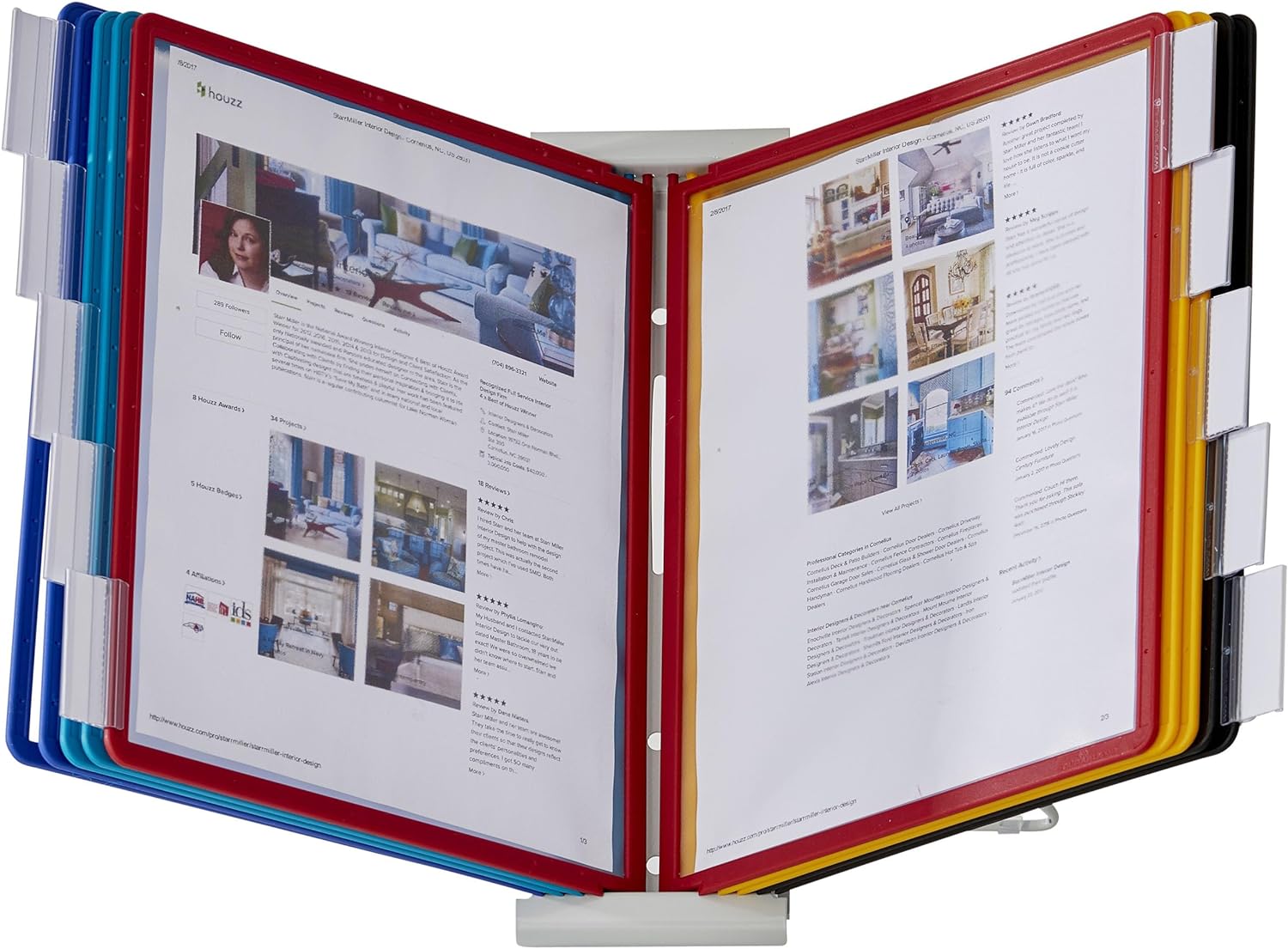 Durable Instaview20 Pocket Expandable Desktop Reference System - Letter Size 10 Double-Sided Panels - Assorted Color Borders