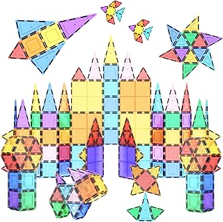 PicassoTiles 100 Piece Magnetic Playboards Tiles Set Magnet Toys for Toddlers STEM Building Blocks Sensory Creative Kids Manipulative Preschool Learning Construction Toy Ages 3+ Boys Girls - PT100
