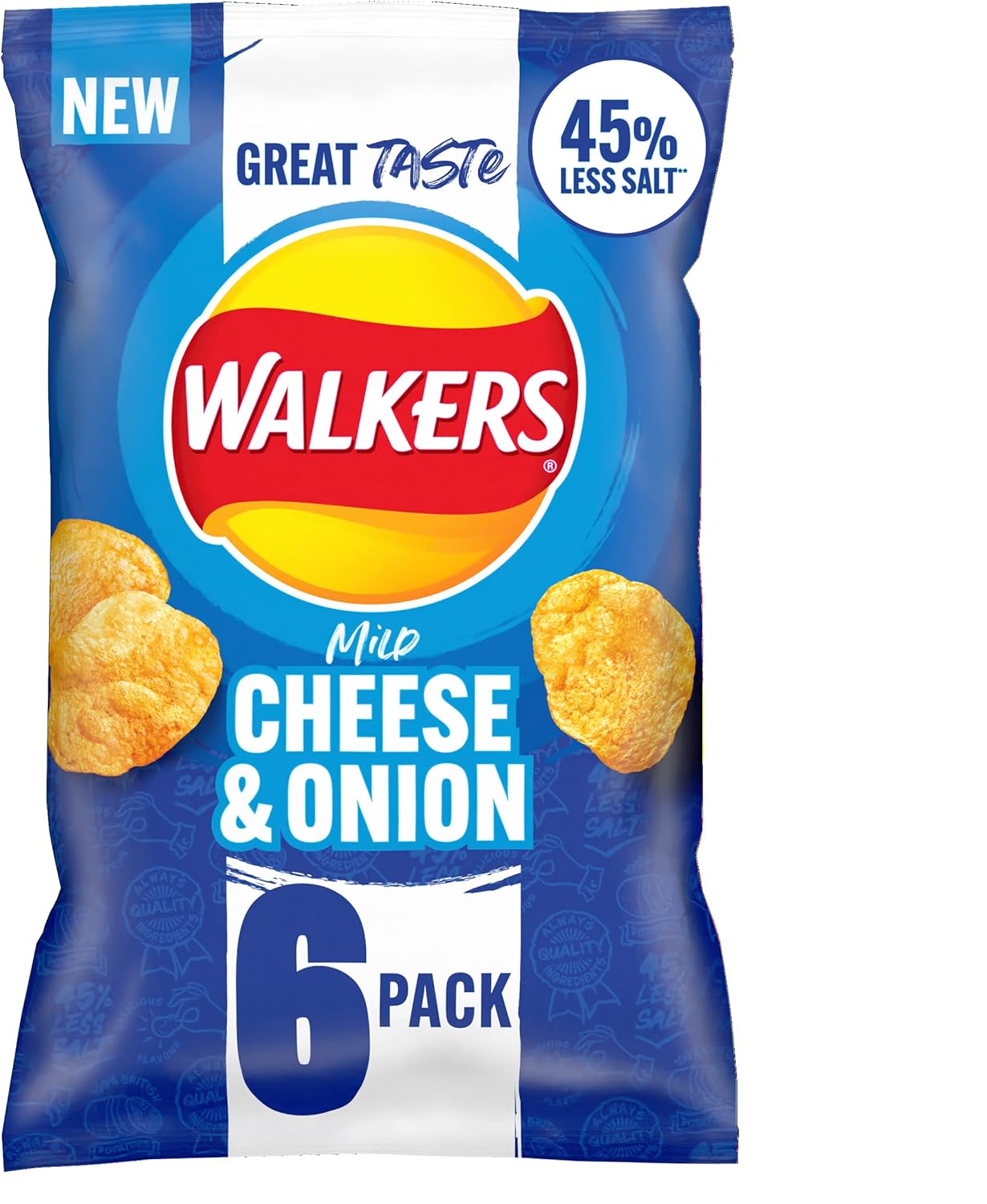 Walkers Less Salt Mild Cheese & Onion Multipack Crisps 6 x 25g