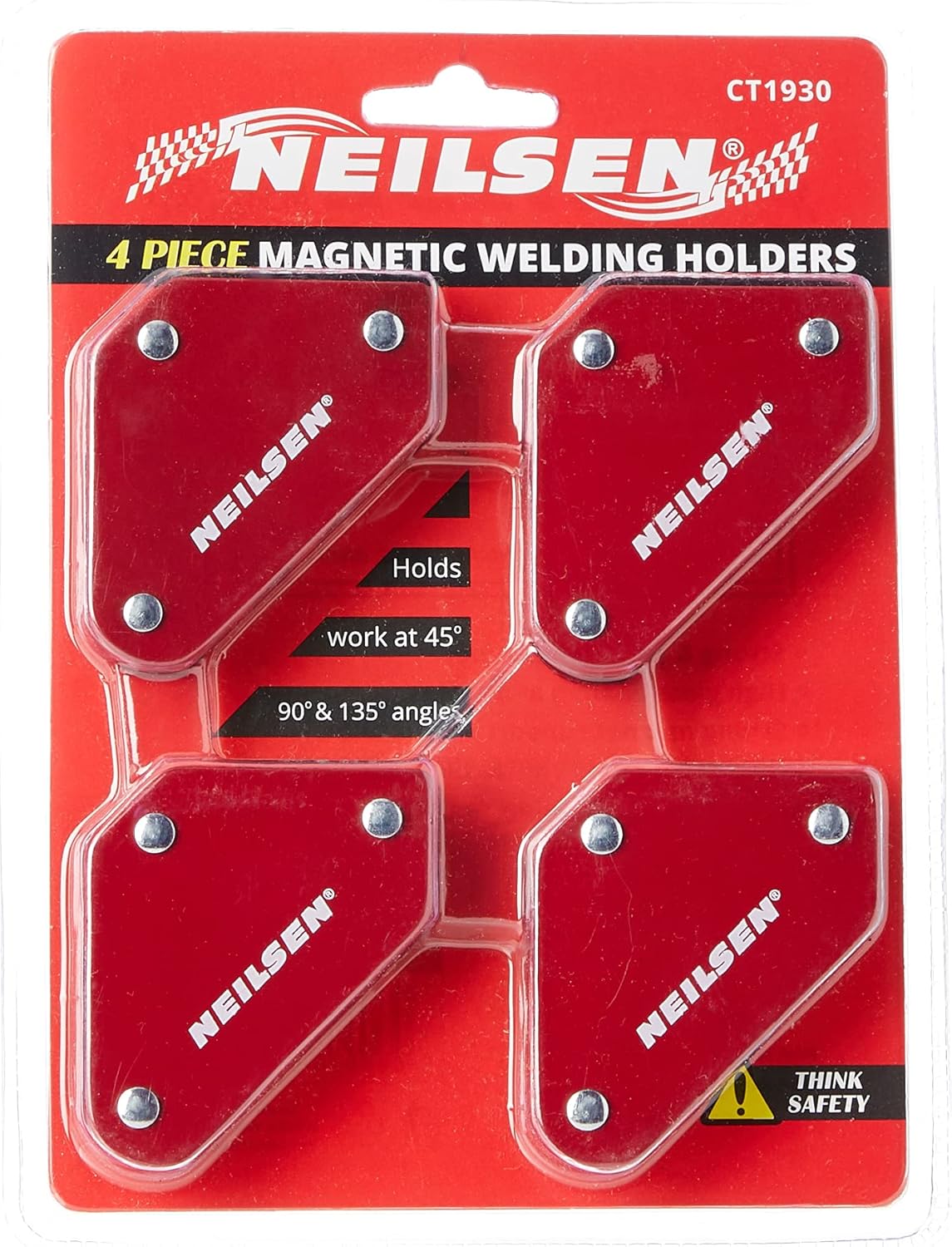 Neilsen CT1930 4pc Magnetic Welding Holders - 45°/90°/135° Angles - Supports Up to 10lb Weight - Welding Aids for Precision and Stability