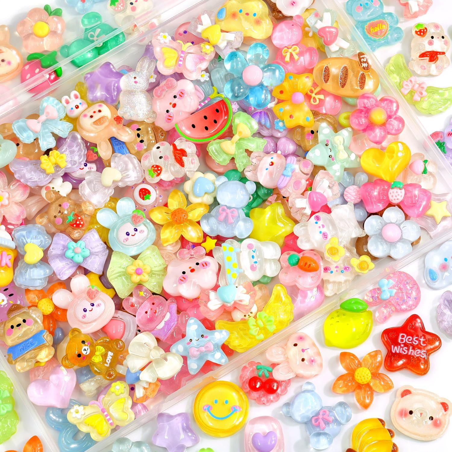 60Pcs Mixed Colors Slime Charms Assorted Cute Jelly Embellishments Bulk, Random Kawaii Accessories, Flatback Ornament Resin Charms for Phone Junk Cases,Hairpins Scrapbooking Crafting & DIY Decoration