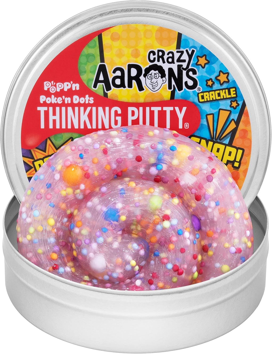 Crazy Aaron's Thinking Putty® - Poke'N Dots Popp’n - Multi-Color Sensory Putty for Kids and Grown ups in a 4" Tin - Creative and Endless Fun, Stress Relief Therapy Toys, Never Dries Out - Made in USA