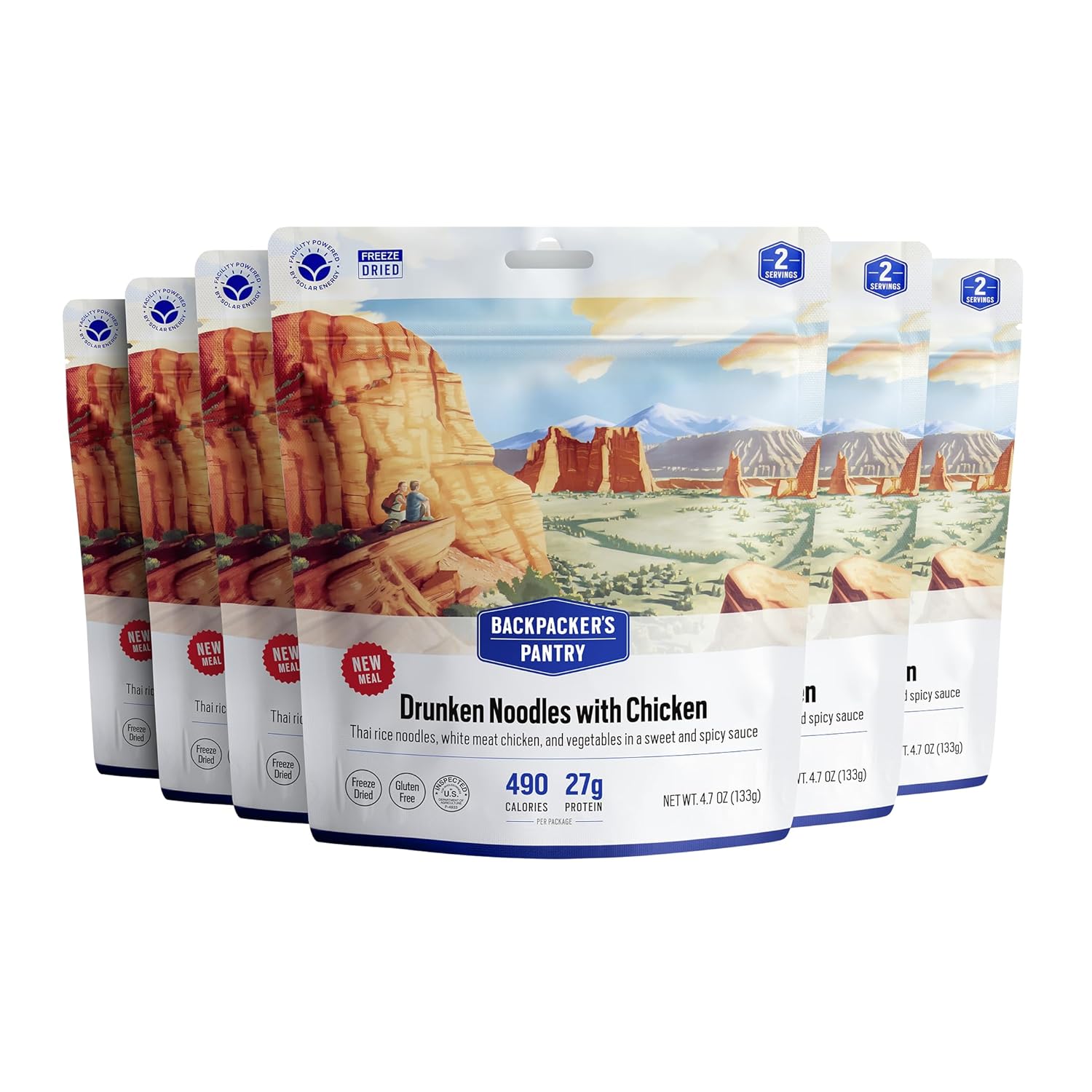 Backpacker's Pantry Drunken Noodles with Chicken | Freeze Dried Backpacking & Camping Food, 6 Count