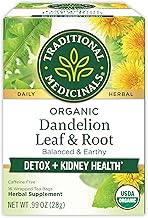 Traditional Medicinals Organic Dandelion Leaf & Root Herbal Tea (Pack of 1), Supports Kidney Function and Healthy Digestion, 16 Tea Bags Total