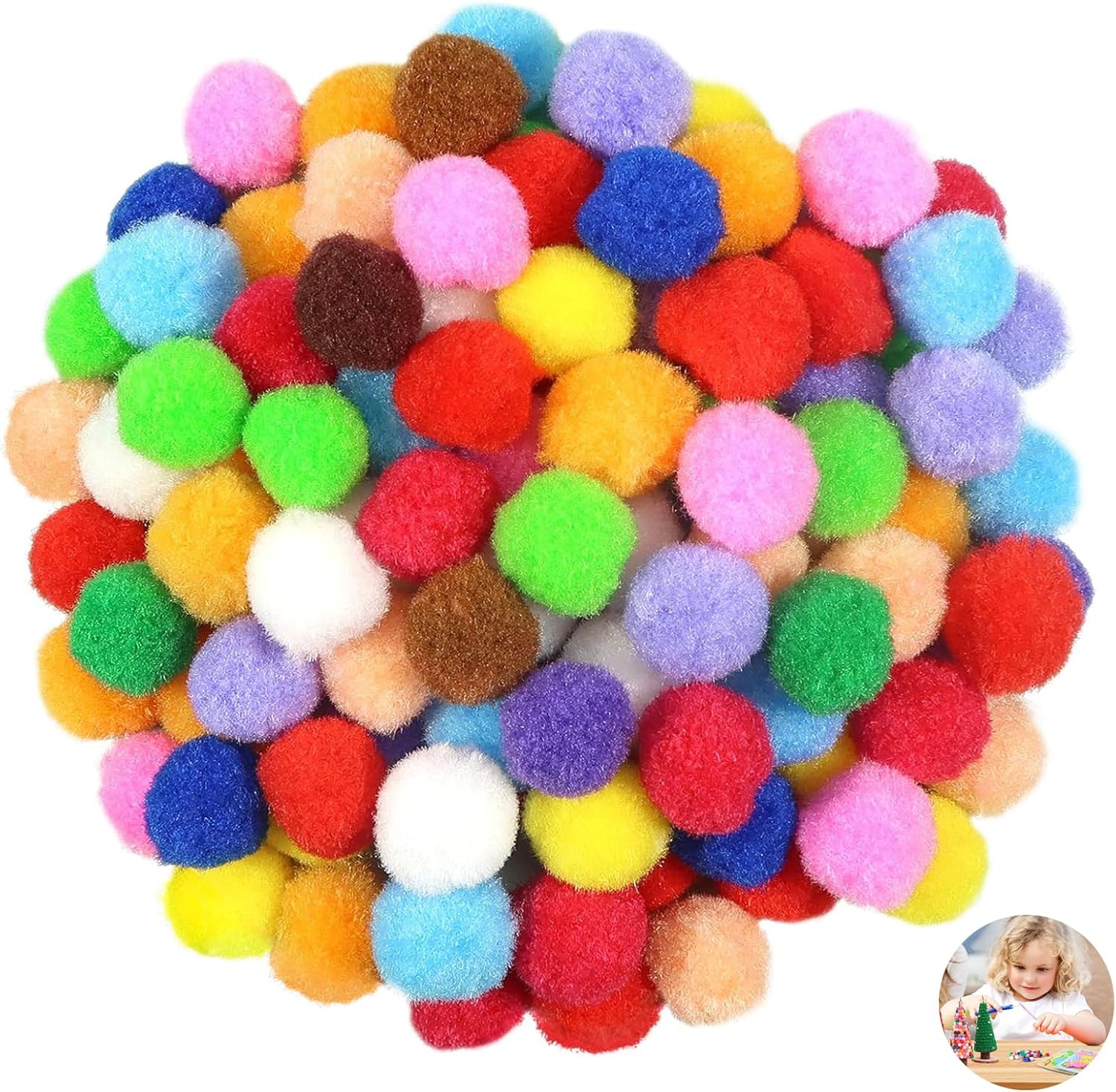 200 Pcs pom poms, Color Pompoms, 8mm Assorted Pompoms for Crafting, Small pom poms Craft, for Bags,Hats,DIY Creative Crafts, Decorations,Arts Projects