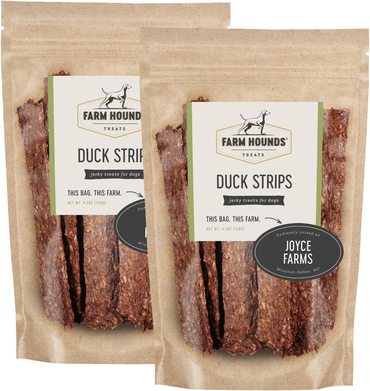 Farm Hounds - Duck Strips - Premium Natural Duck Jerky for Dogs - Made from 100% Humanely Raised Duck - Break-to-Size - Great for Training & Treats - No Added Fillers - Made in USA - 4.5 oz - 2 Pack