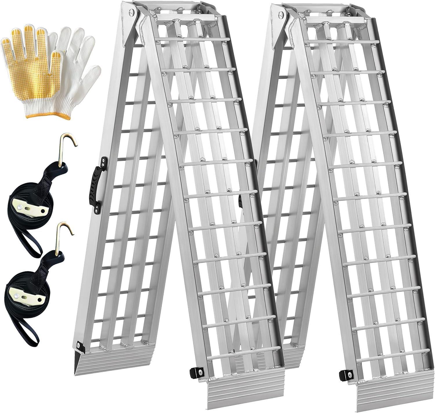 Truck Ramps 3000LBS Capacity - 2 Pcs 7.5ft Heavy Duty Loading Ramp, Folded Loading Ramps for Motorcycles, Dirt Bikes, UTVs, ATVs, Golf Cart, Garden Tractors, Aluminum Ramps with Handle
