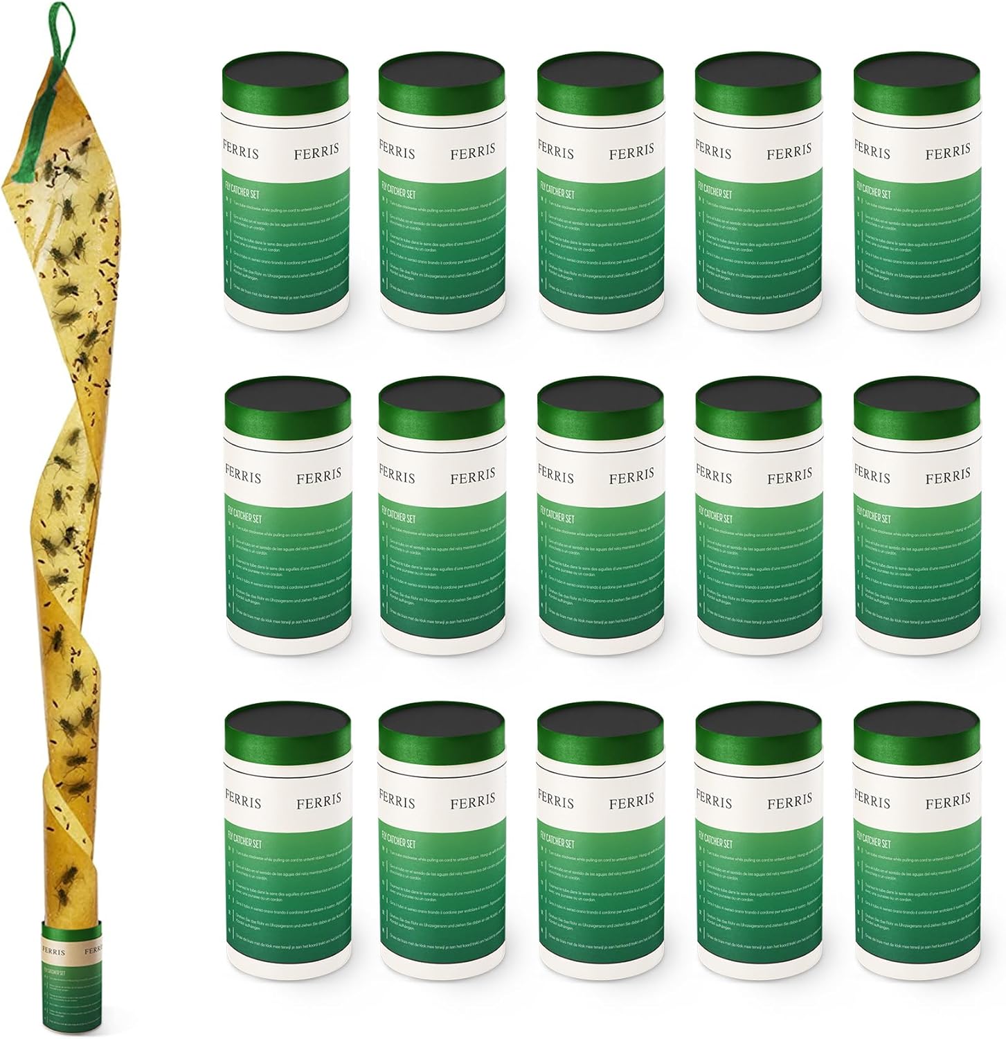 FERRIS | 16pk Sticky Fly Catcher Traps, Effective Non-Toxic Pest Control for Flies and Insects Tape Easy to Use & Dispose | Ideal for Home, Kitchen, Restaurant, Garden, Indoor & Outdoor