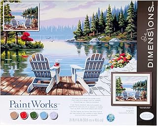 Dimensions PaintWorks Paint by Numbers Kit for Adults and Kids, Lakeside Morning, 20'' x 16''
