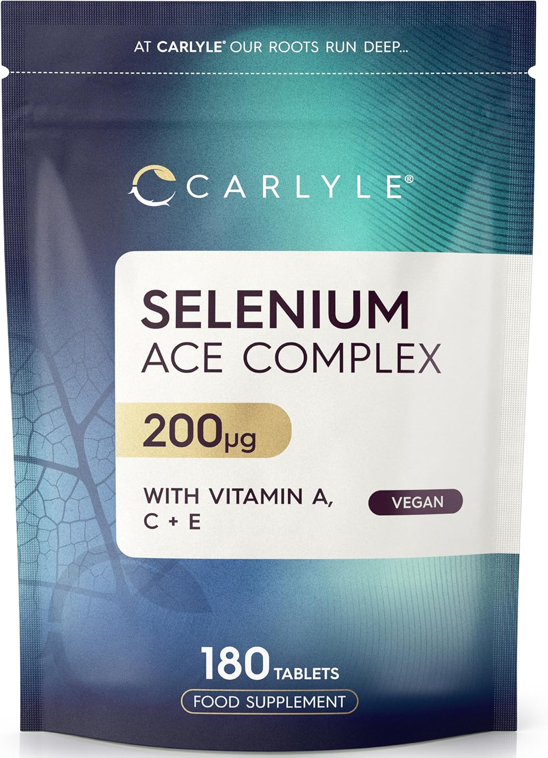 Selenium 200mcg | Selenium ACE with Vitamin A, C and E | 180 Vegan Tablets | High Strength Supplements| Essential Trace Mineral | Carlyle