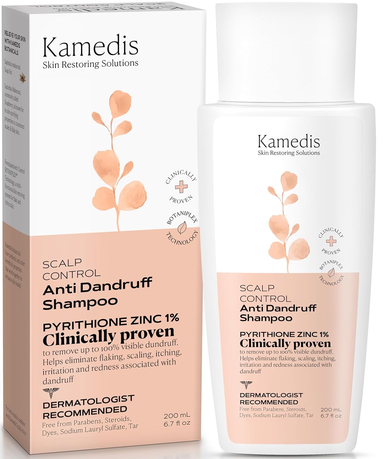 KAMEDIS Anti Dandruff Shampoo For Women & Men. For Itchy And Redness Scalp, Seborrheic Dermatitis Treatment & Flaky Hair. Contains 1% Zinc Pyrithione and Salicylic Acid. Paraben Free. 6.7 Fl Oz.