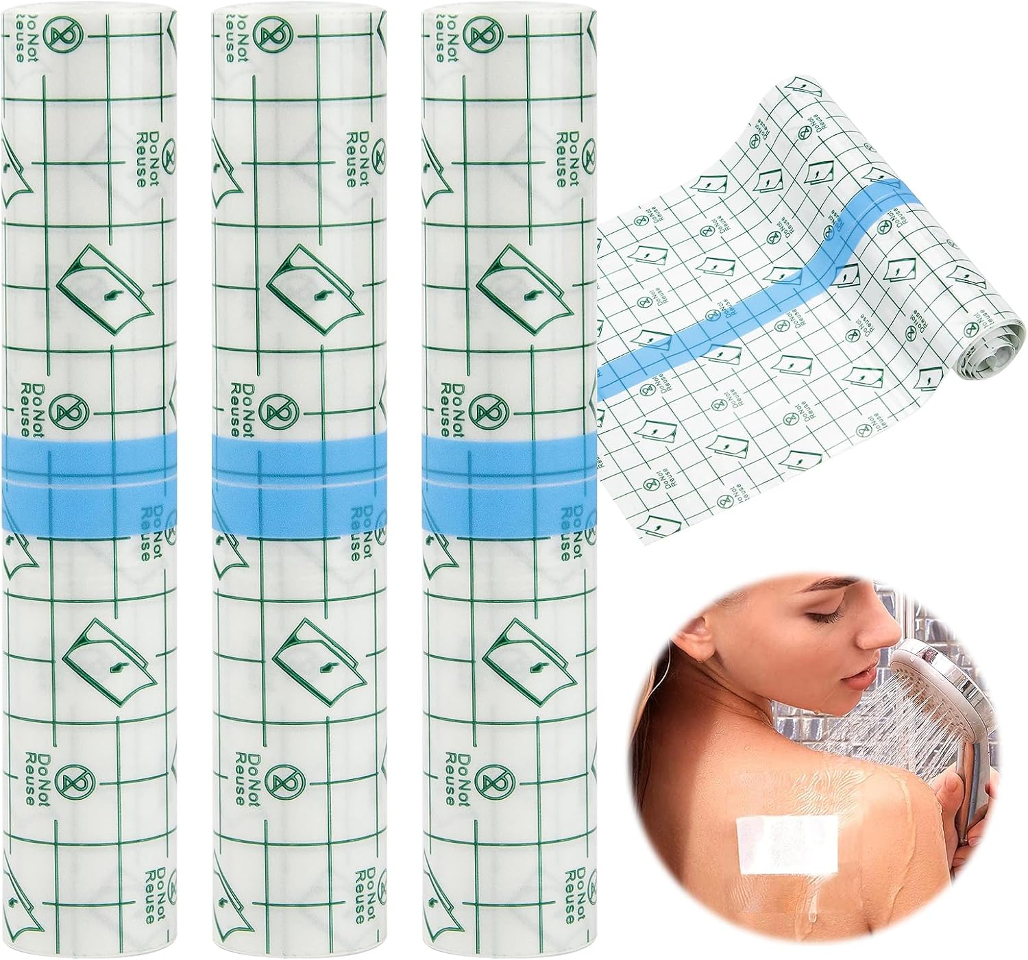 3 Rolls 45cm x 3m Tattoo Aftercare Waterproof Bandage Second Skin Tattoo Transparent Film Dressing Stretch Adhesive Bandage Tape Antibacterial Bandages for Tattoo Aftercare Recovery