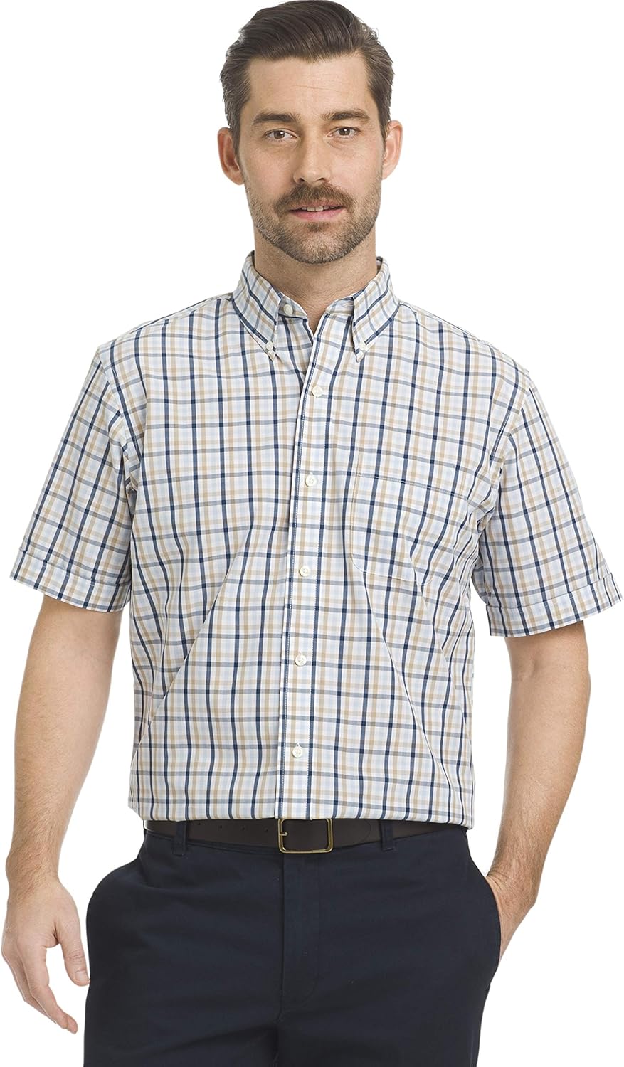 Arrow 1851 Men's Hamilton Poplins Short Sleeve Button Down Plaid Shirt