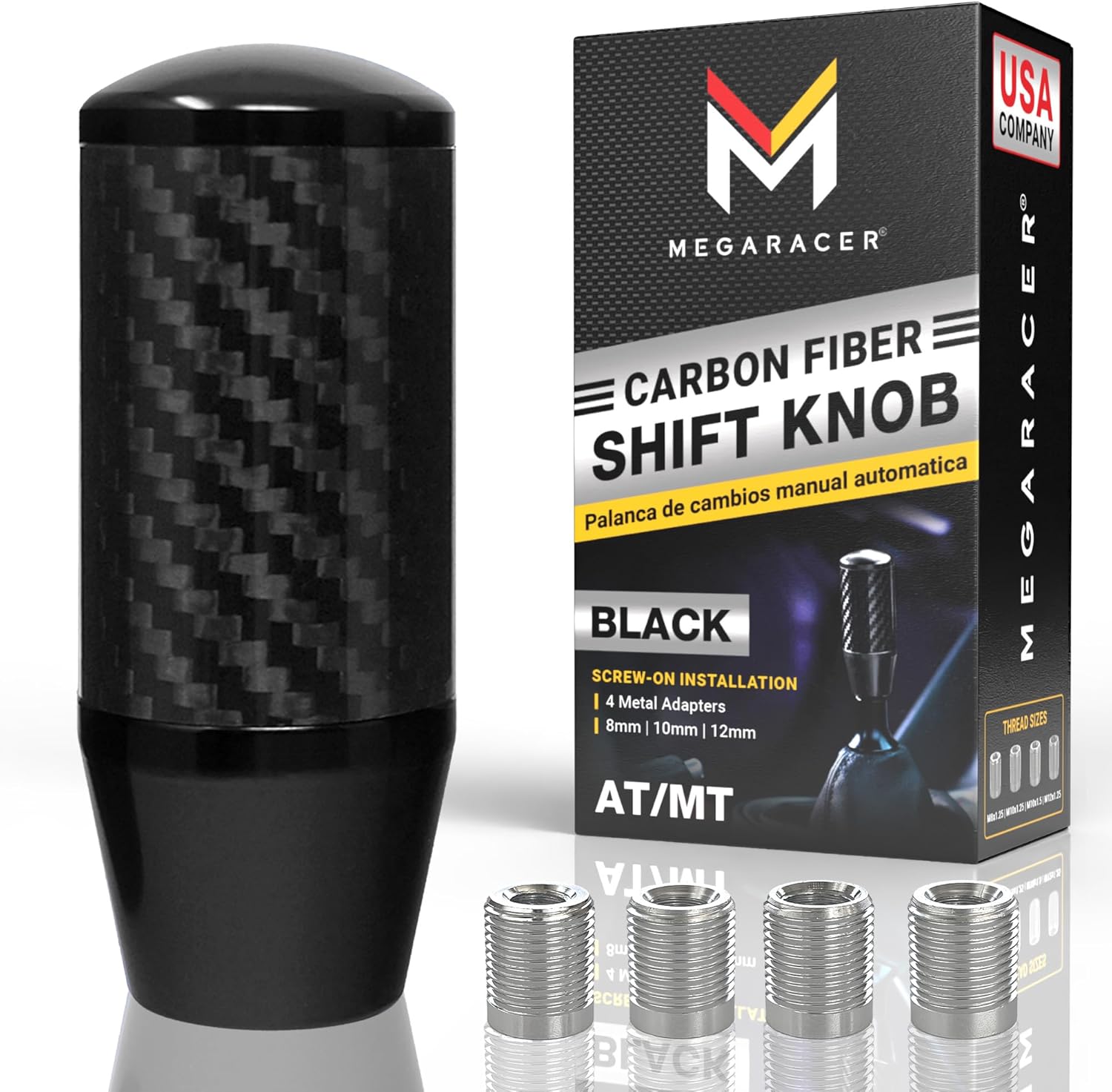 Black Carbon Fiber Shift Knob | Buttonless Automatic Manual Shifter | 6 Speed 4 5 Speed Gear Knob | Car Stick Shift