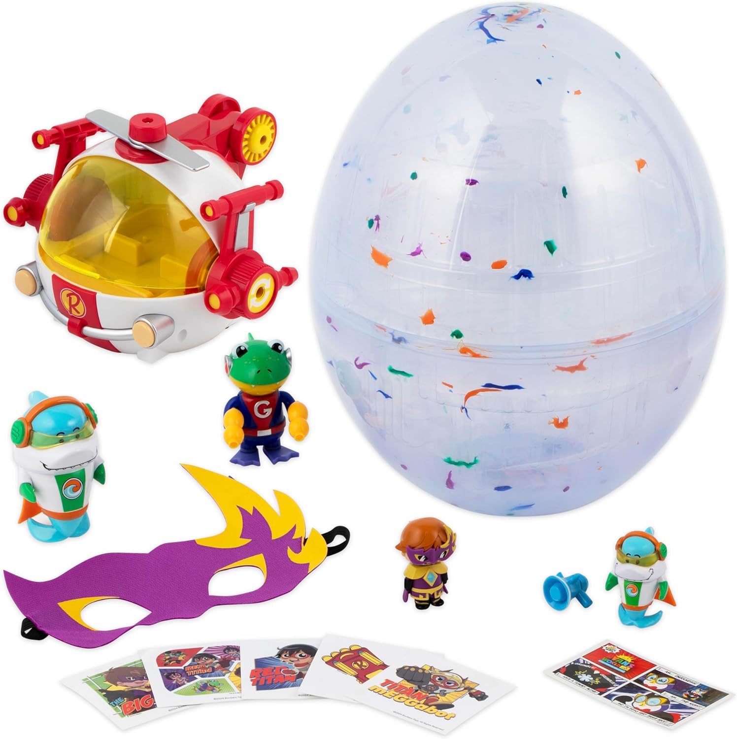 RYAN'S WORLD The Movie Giant Mystery Egg, Discover 12 Exciting Mystery Toys Inside, Official Toys for Boys & Girls 3+, Exclusive Blind Box Figures, 12Pcs